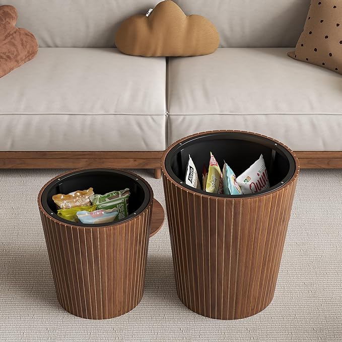 Nesting Coffee Table Set of 2, Round End Table