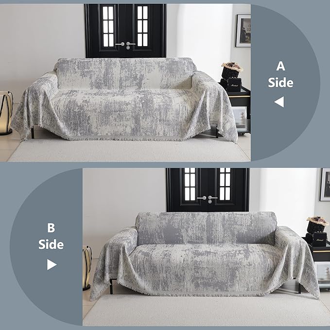 MYSKY HOME Boho Couch Cover for Dogs Washable Grey Abstract Couch Sofa