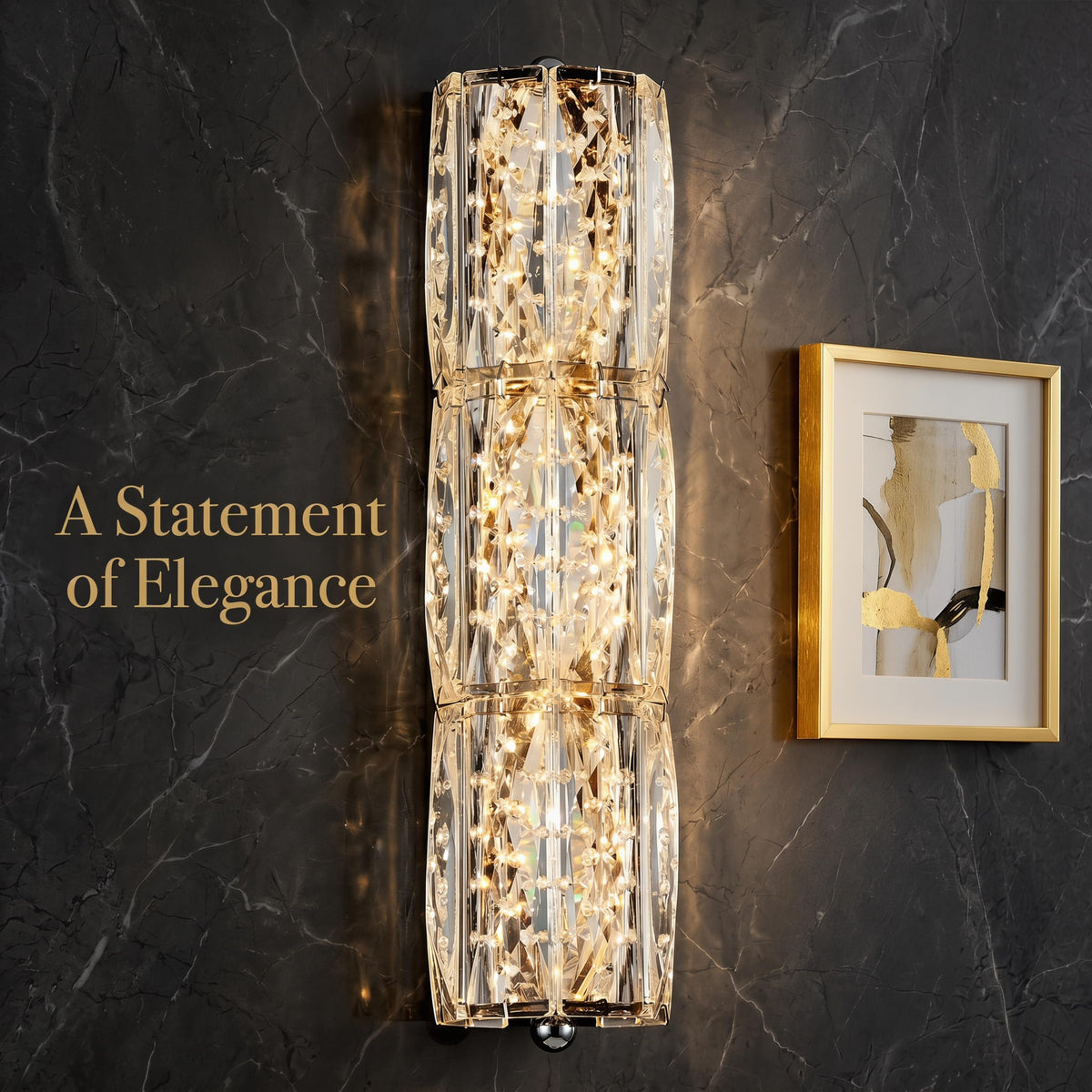 AOLALA Crystal Wall Sconces 3"x12.6" Modern LED Chrome Wall Light