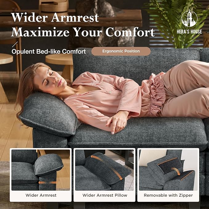 HERA'S HOUSE 88" Modular Sectional Sofa, L Shaped Couches