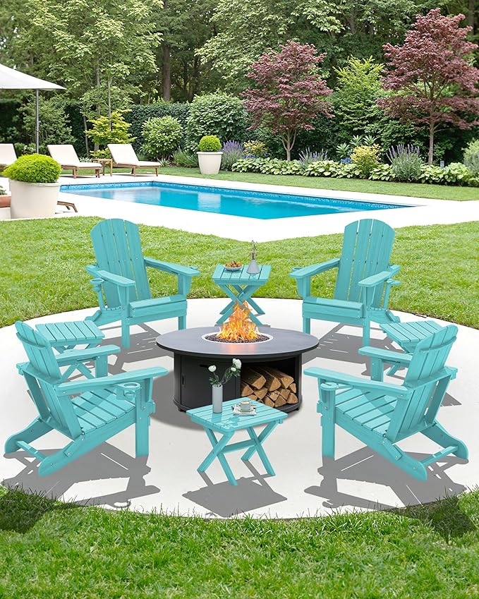 SERWALL Folding Outdoor Side Table Set of 4, Small Adirondack Side Table