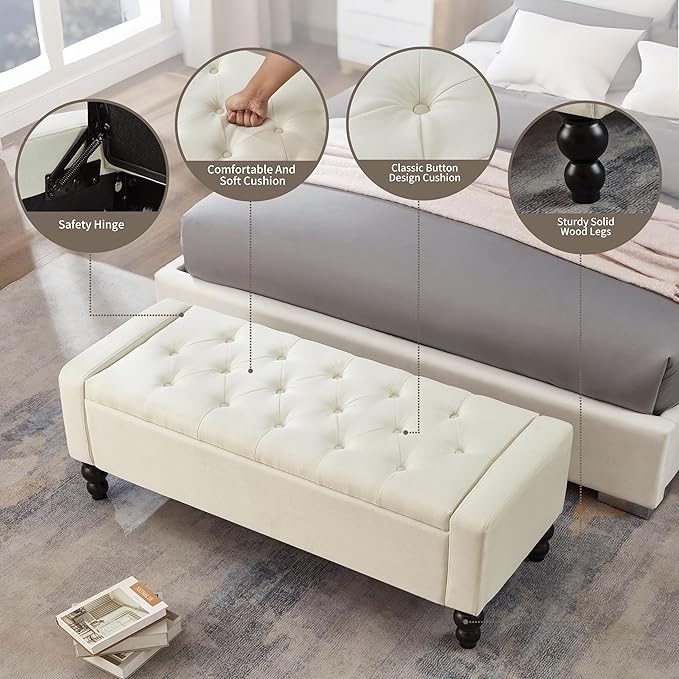 50" W Storage Ottoman Bench