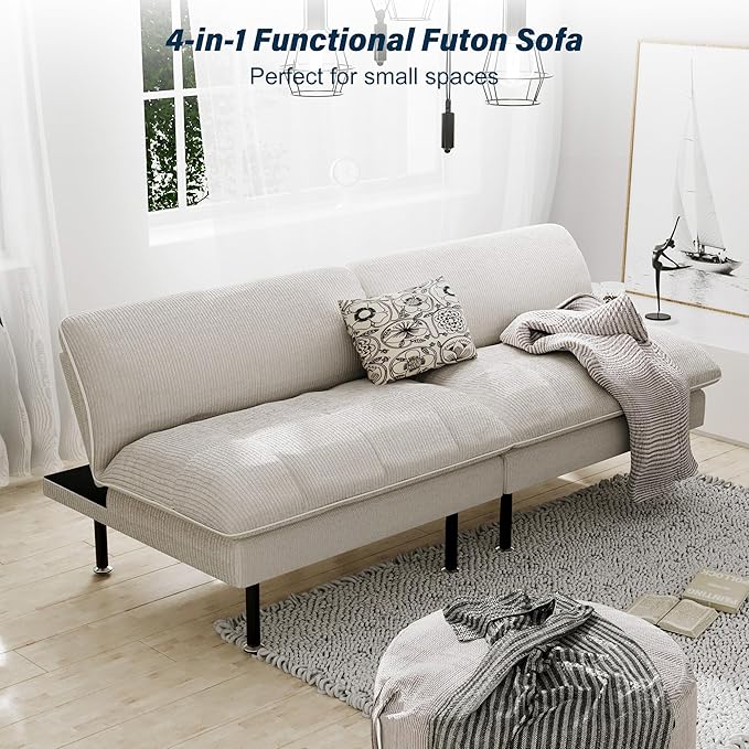 Ribilake 70" Futon Sofa Bed, 4 in 1 Multi-Function Couch Sleeper