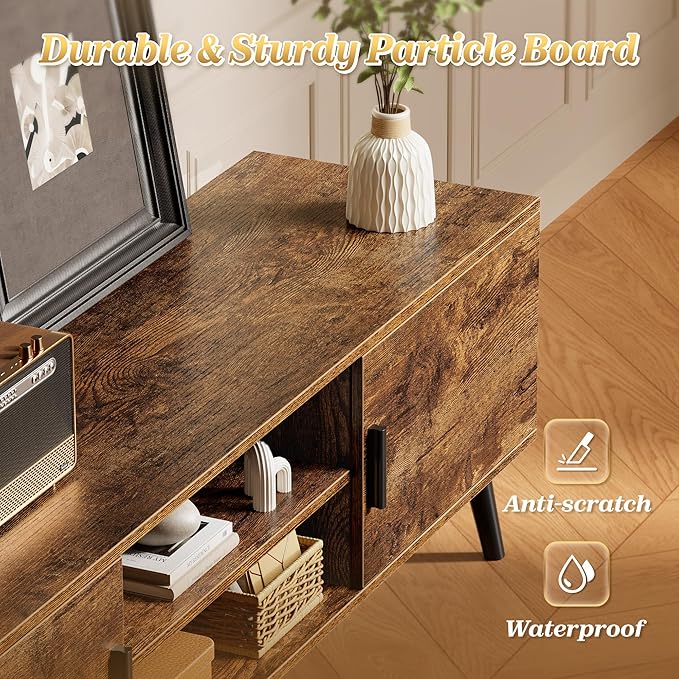 SUPERJARE TV Stand for 55 Inch TV, Entertainment Center