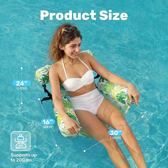 SLOOSH Inflatable Pool Floats Adult, 2 Packs Floating Lounge Chairs, Blow up