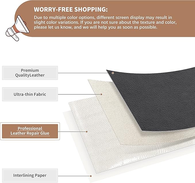 ONine Leather Repair Patch，Self-Adhesive Couch Patch，Multicolor Available