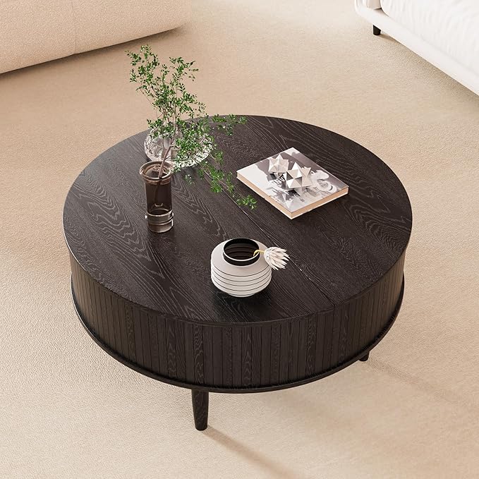 Round Fluted Lift Top Coffee Table