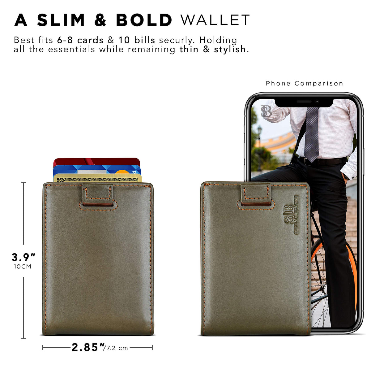 SERMAN BRANDS RFID Blocking Slim Money Clip Wallet – Leather Bifold Front Pocket Minimalist Mens Wallet with Money Clip for Men, Small Credit Card Holder Wallet - Travel Wallet with Gift Box