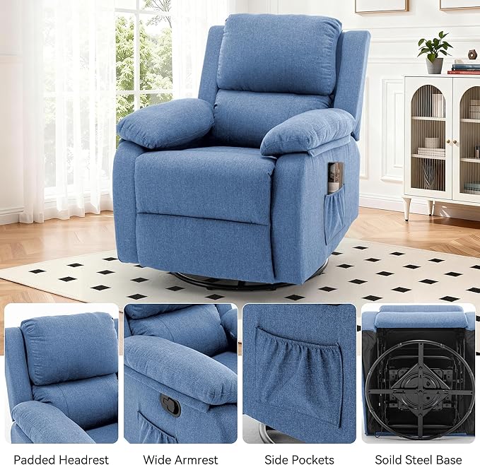 Korser Recliner Chair, 360 Swivel Rocker Chair