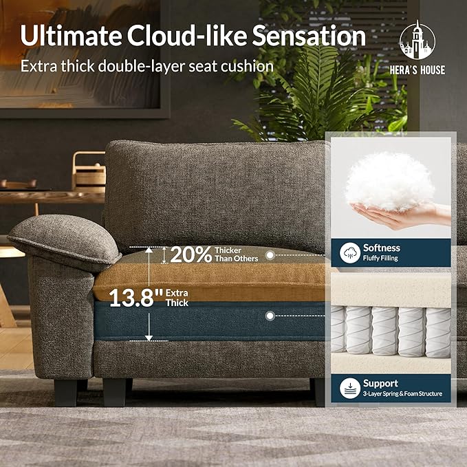HERA'S HOUSE 124" Modular Sectional Sofa, Oversized L Shaped Couches