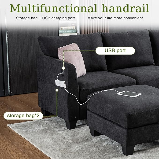 122.8" Large Sectional Couches for Living Room, 6 Seater L Shaped Modular