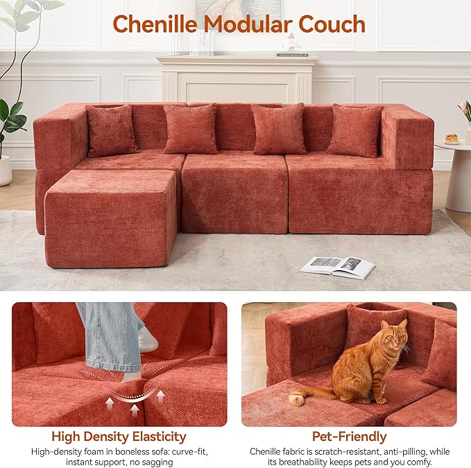 MONVANE 103'' Modular Sectional Sofa, Cloud Sectional Couch