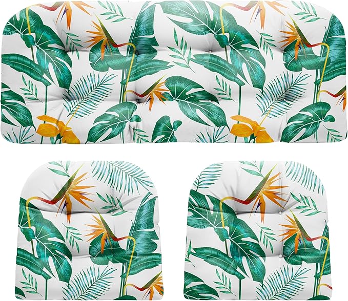 DANGHOOGY Wicker Chair Cushions, Waterproof Outdoor Loveseat Cushions