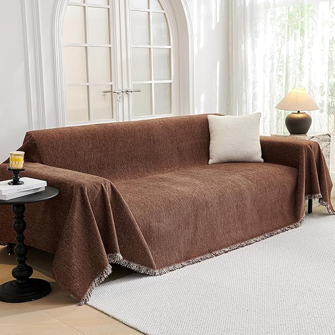 MYSKY HOME Chocolate Couch Cover Non Slip Dog Sectional Sofa Cover