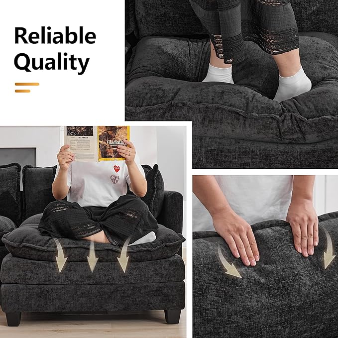 76'' Cloud Deep Seat Loveseat, Upholstered Chenille Modular 2-Seats Sectional