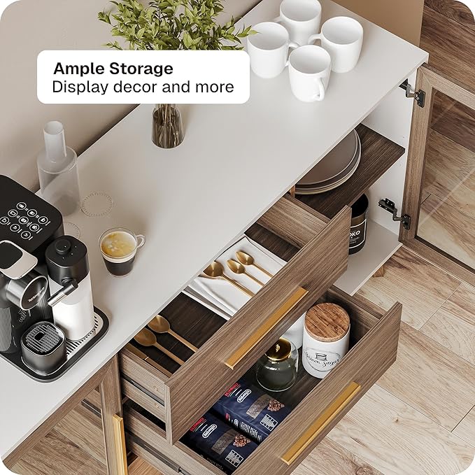 BELLEZE Set of 2 Sideboard Buffet, 60‘’ Console Table