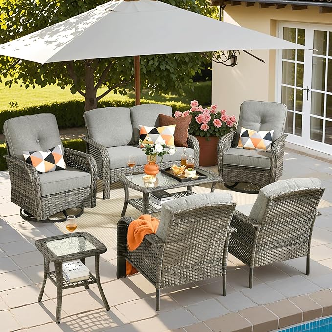 ovios 7-Piece Patio Furniture Set, Outdoor Wicker Sofa