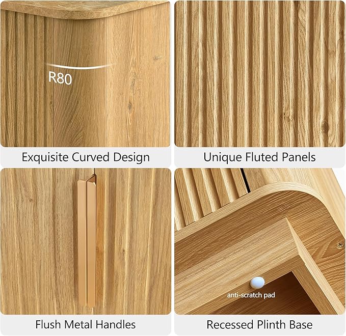 win2win 67" TV Stand for 80 Inch TV, Modern Fluted Entertainment Center