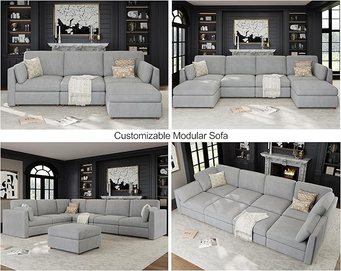 Oversized Modular Sectional Sofa, Solid Wood Frame Sofa, Removable Washable