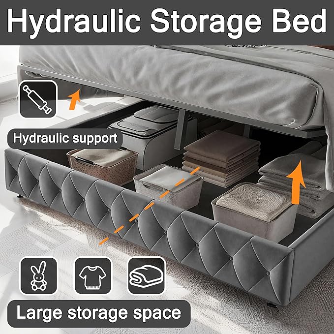 Modern Multi-Color LED Light Full Bed Frame