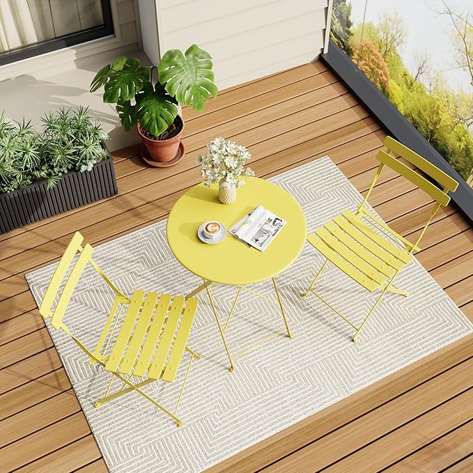 3-Piece Folding Bistro Set, Outdoor Patio Furniture Set