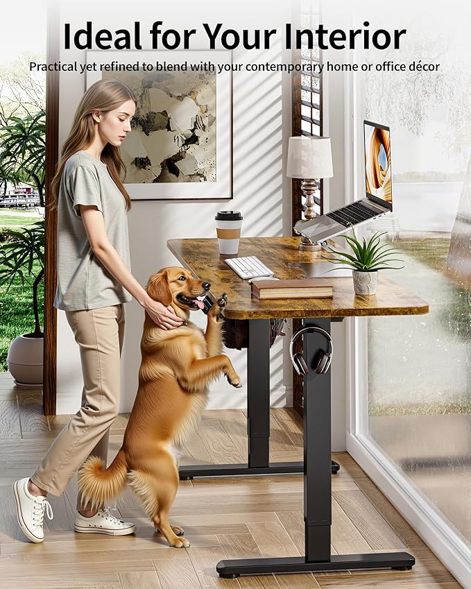 BIZUM Electric Standing Desk 60 x 24 Inch Computer Desk-Gaming Desk Rustic