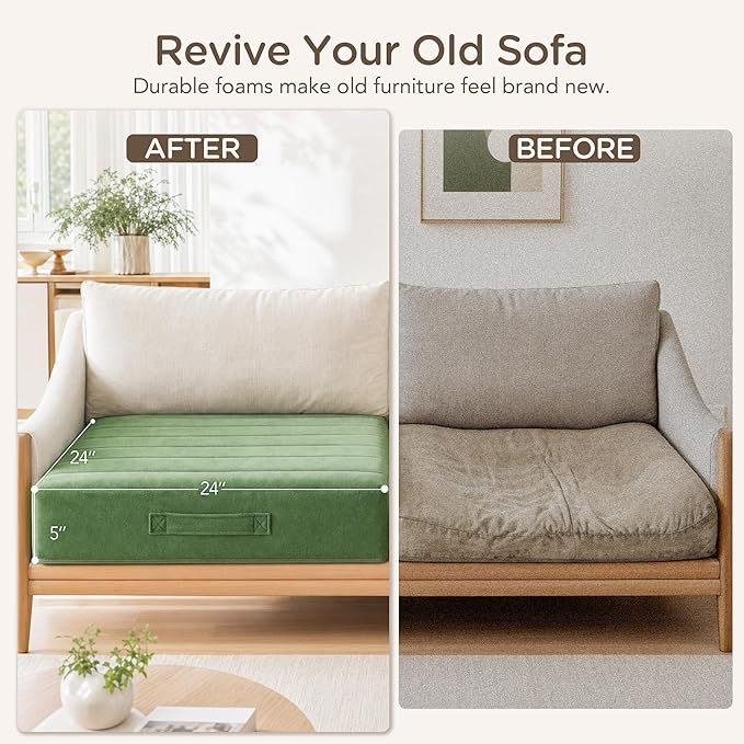 Codi Thick Replacement Couch Cushions 2 Sets, Upholstery Foam