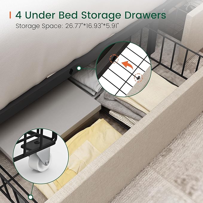 LARMACE Queen Size Bed Frame
