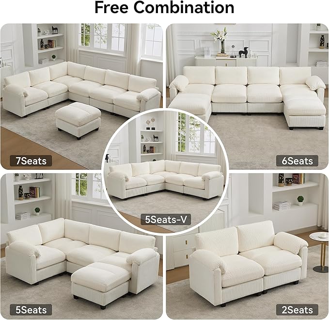 114'' V-Shaped Sectional Cloud Couch