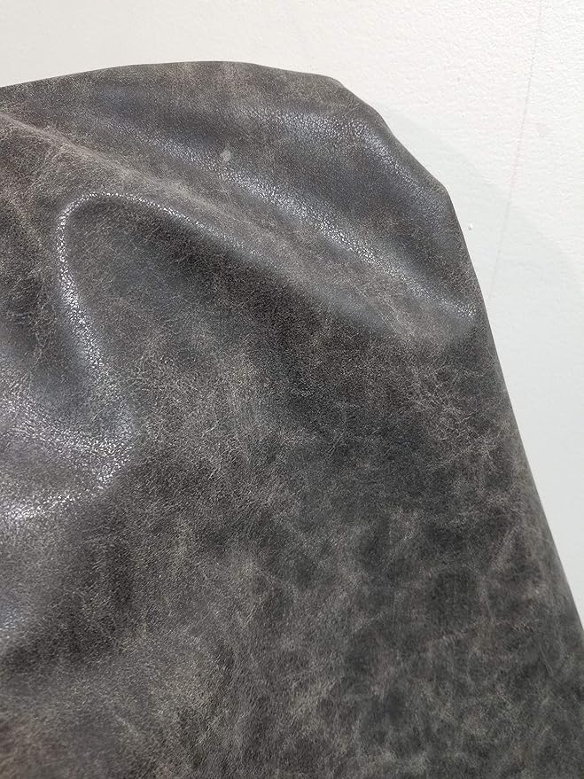 NAT Leathers Gray Vintage Distressed Soft Faux Leather Fabric Sheet PU Sold by