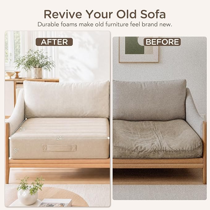 Codi Thick Replacement Couch Cushions 2 Sets, Upholstery Foam