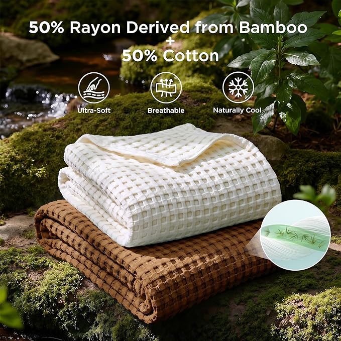 Bedsure Cooling Cotton Waffle Full Size Blanket