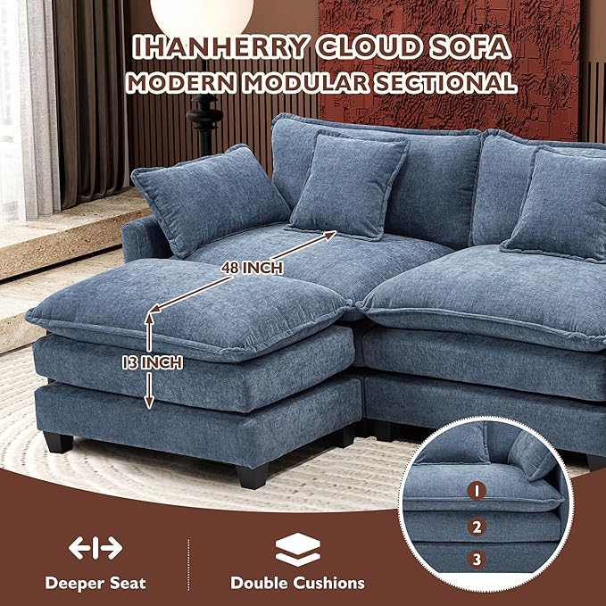 Ihanherry 111.4" L Shaped Cloud Sofa