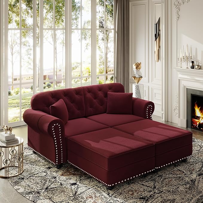 KEIKI 63" Velvet Chesterfield Sofa