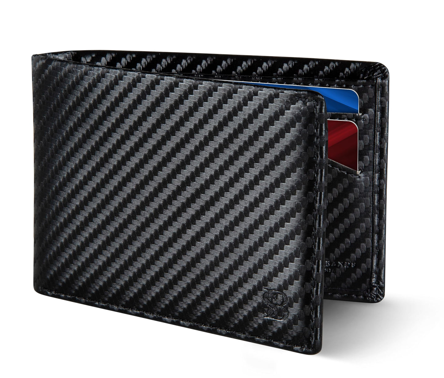 SERMAN BRANDS Mens Slim Bifold Wallet RFID Blocking Minimalist Front Pocket Full Grain Leather Wallets for Men - Thin & Stylish (Modern Black Elite)