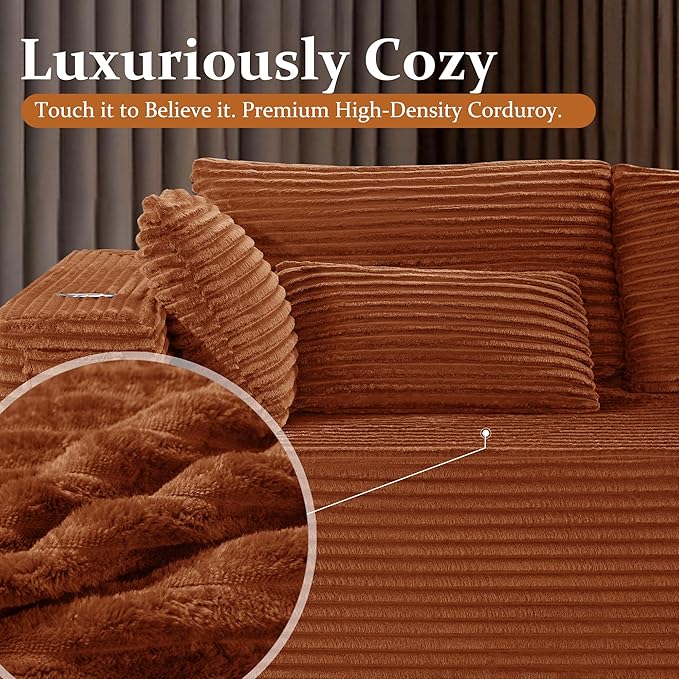 138" Cloud Sectional Couch, Comfort U Shaped Sofa