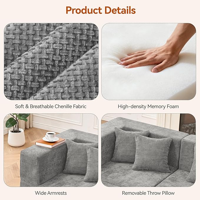 MONVANE Modular Sectional Sofa, Oversized 10 Seat Convertible U Shaped Couch
