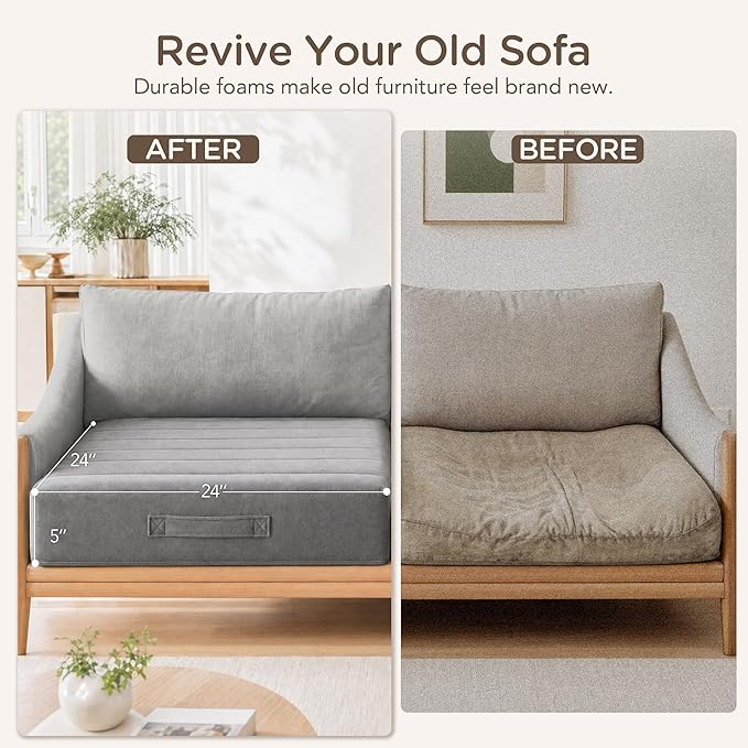 Codi Thick Replacement Couch Cushions 2 Sets, Upholstery Foam