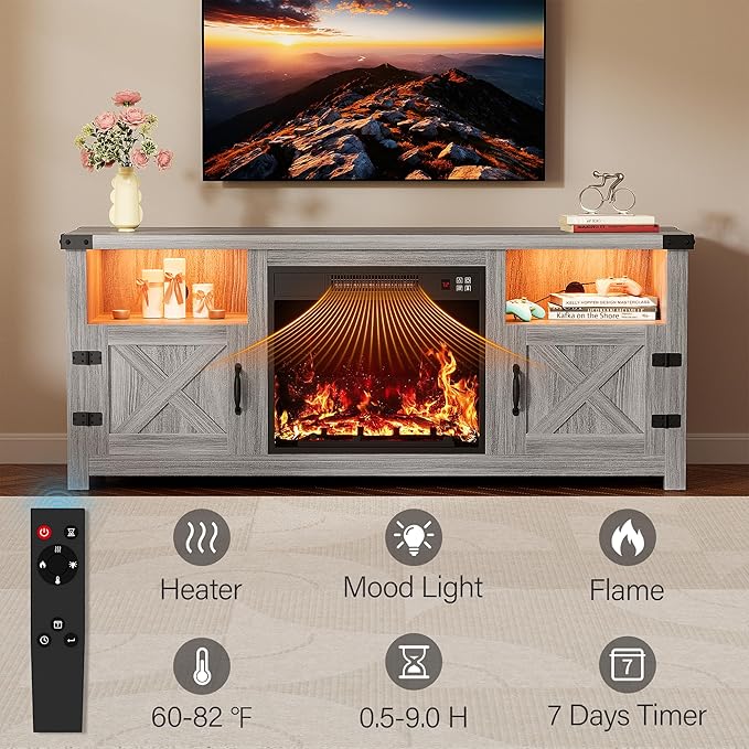 YESHOMY LED Fireplace TV Stand