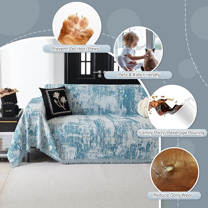 MYSKY HOME Boho Couch Cover for Dogs Washable Sage Abstract Couch Sofa
