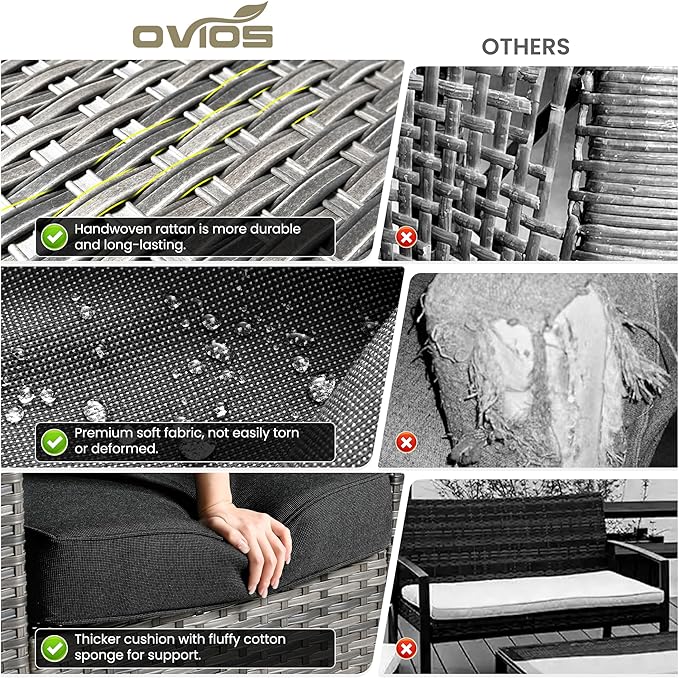 ovios 2-Piece Patio Furniture Set, Outdoor Wicker Sofa