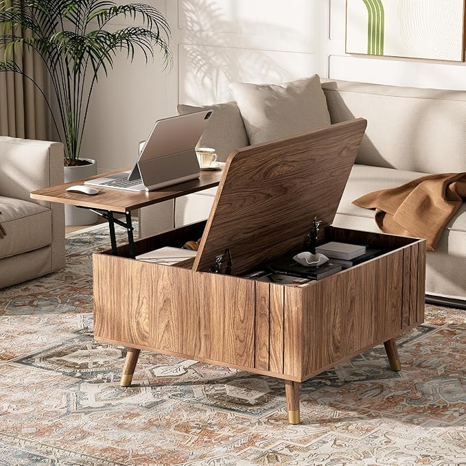 JOINICE Walnut Lift Top Coffee Table