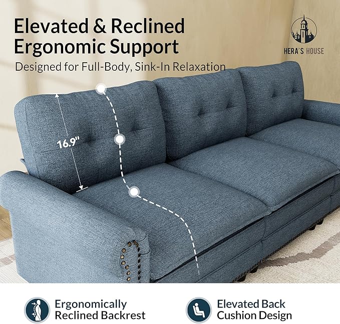 HERA'S HOUSE Mid-Century Modern Couch, Oversized Sectional Couch