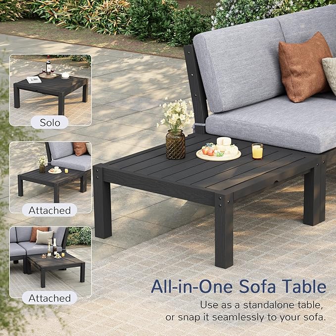 Stoog 8-Piece Patio Sectional Sofa Set, L-Shaped Modular Outdoor Furniture Set