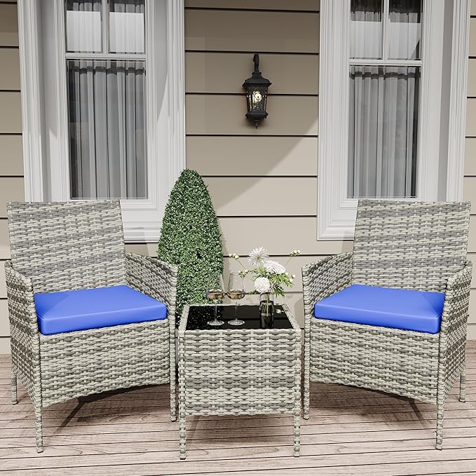 GarveeLife 3-Piece Patio Furniture Set, Rattan Outdoor Furniture