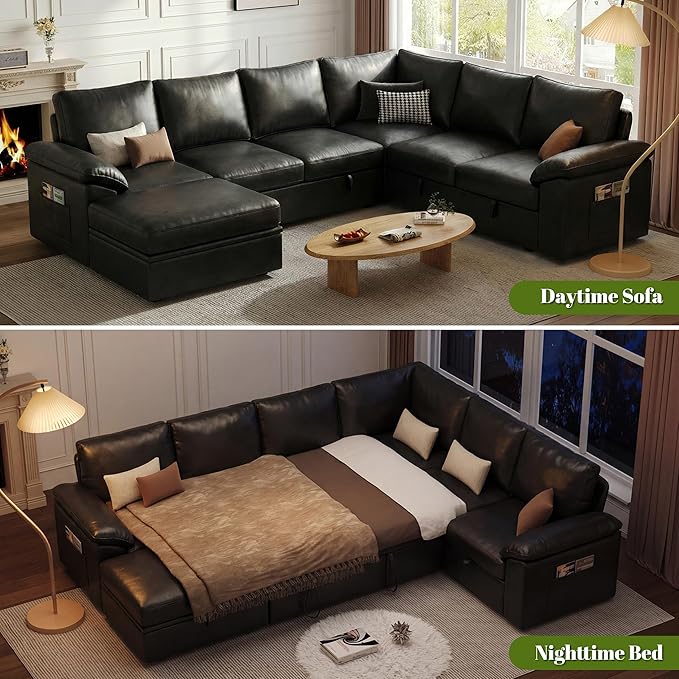 108 Inch Faux Leather Modular Sectional Sofa