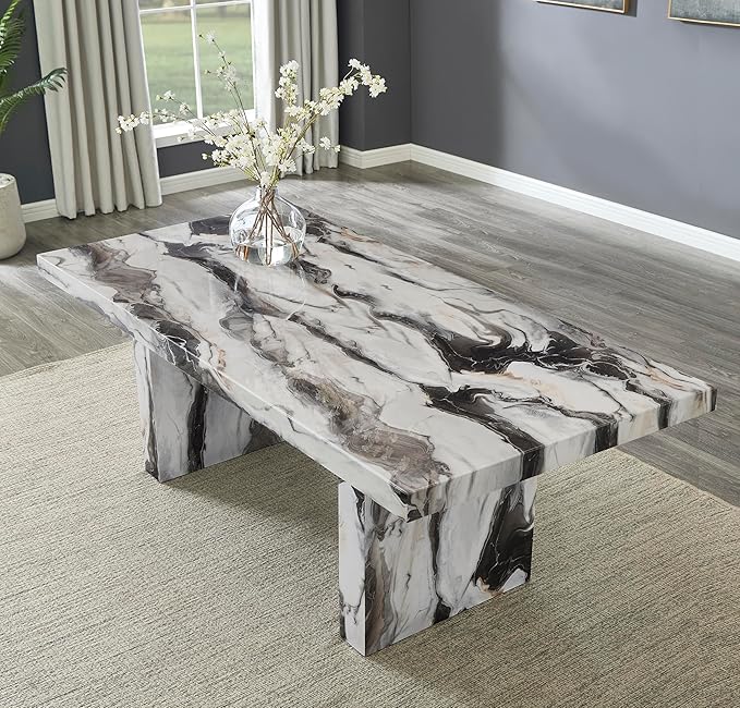 Roundhill Furniture Cavira Modern Faux Marble Dining Table