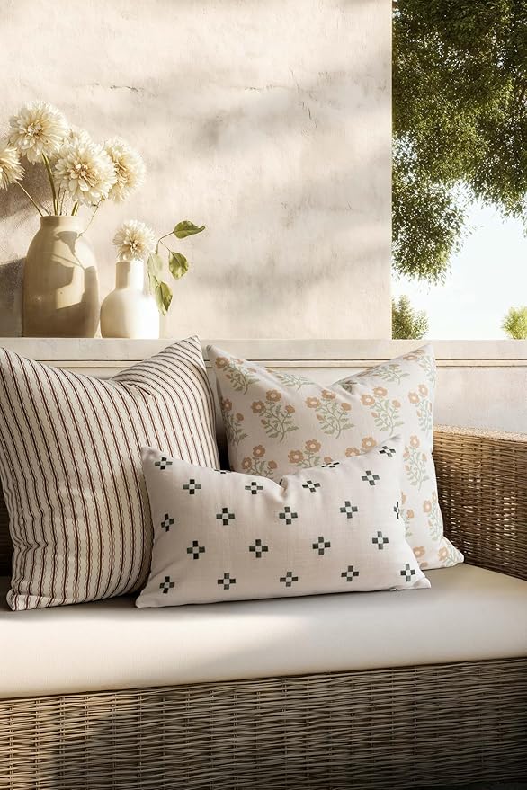 Crumbs Home Modern Farmhouse California Casual Indoor Outdoor Throw Pillow Cover