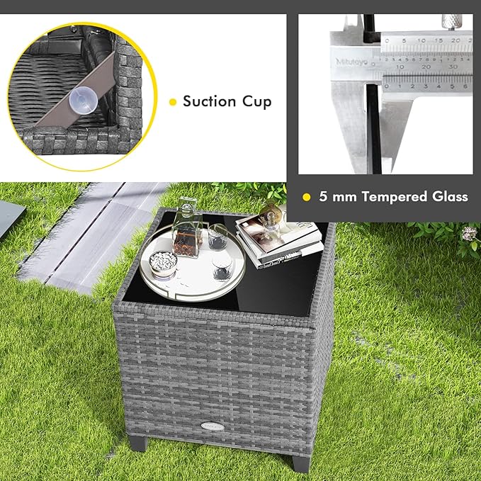 COSTWAY 3-Piece Patio Furniture Set, Outdoor Wicker Rattan Sofa