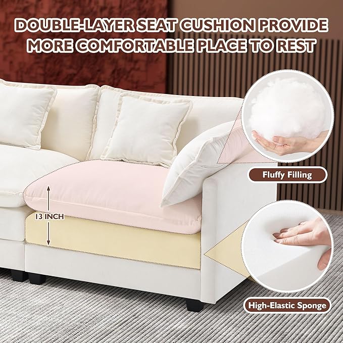Ihanherry 146" U-Shaped Modern Sofa Modular Sectional Cloud Couch